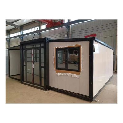 Casa móvel Casa de contêiner de acampamento com porta de aço opcional Sala dobrável de asa dupla