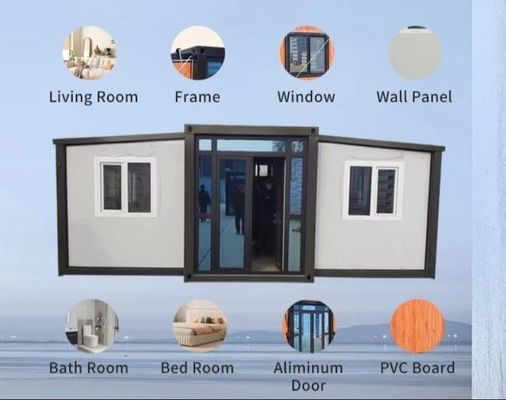 3- 20 pés 40 pés 3 quartos luxo contêiner de expansão dobrável casa