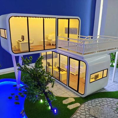 Rock Wool Sandwich Panel Wall Luxury Apple Cabin Container House para a cápsula espacial