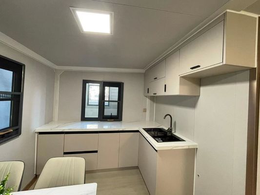 Casa de contêiner pré-fabricada de alumínio com sala dobrável de asa dupla e fácil expansão