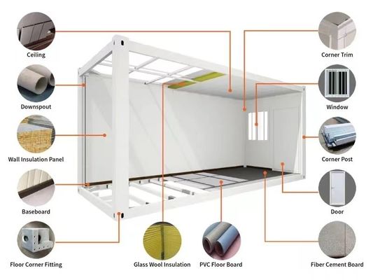 Instalação rápida Casa de contêineres pré-fabricada com piso de tabuleiro MGO