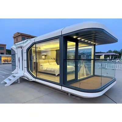 Casa de contêiner ao ar livre com design de casa cápsula e parede de painel de sanduíche de lã de rocha