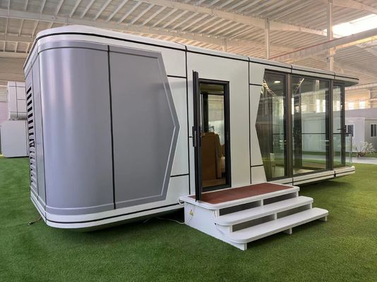 Casa de contêiner ao ar livre com design de casa cápsula e parede de painel de sanduíche de lã de rocha