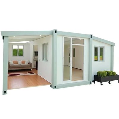 Casa de contêineres com porta de aço vermelho e estilo de design moderno