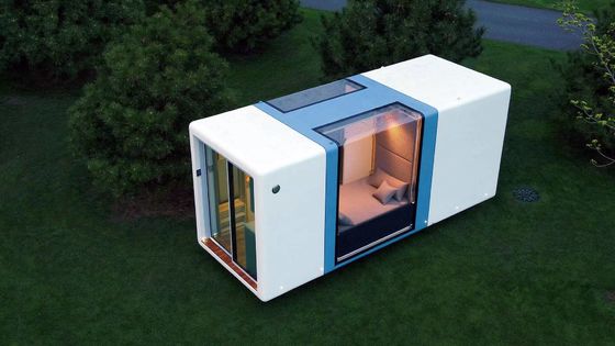 Casa de contêiner ao ar livre com design de casa cápsula e parede de painel de sanduíche de lã de rocha