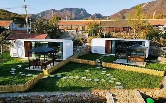 Casa de contêiner personalizada de dois andares com parede de painel de sanduíche de lã de rocha