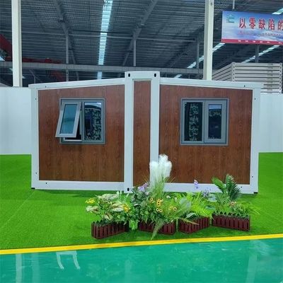 Casa de contêineres de asa dupla com porta de aço vermelho e suporte técnico on-line fornecido