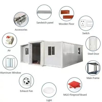 Expansão ao ar livre Simples Sala de contêineres de 20 pés de asa dupla com design moderno