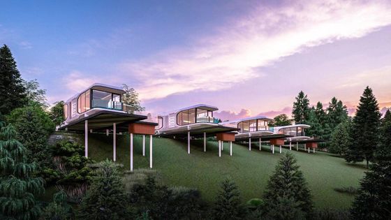 Casa de vidro exterior personalizada para casais de férias em estilo de design contemporâneo