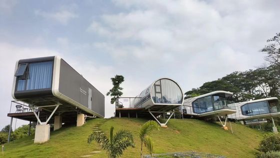Casa de cápsula espacial de estilo contemporâneo Casa modular pré-fabricada para acampar