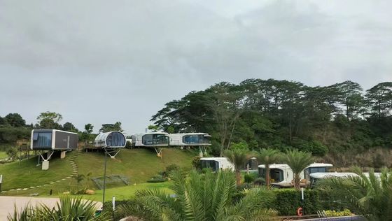 Casa de cápsula espacial de estilo contemporâneo Casa modular pré-fabricada para acampar