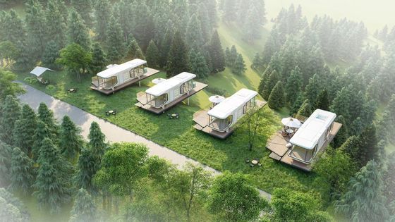 Smart Windproof Hotel Edifício Capsule Casa Espacial Móvel Prefabricada com piso de tabuleiro MGO