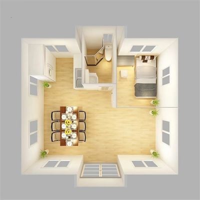 Casa de contêiner pré-fabricada expansível com sala dobrável de asa dupla e piso de tabuleiro MGO
